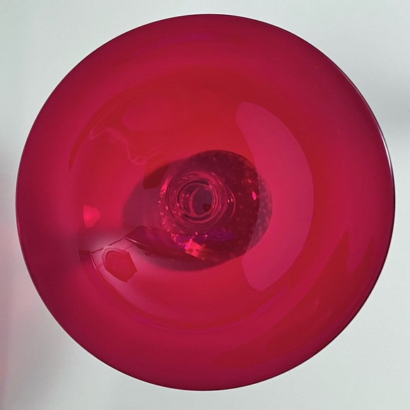 PAIRPOINT RUBY RED COMPOTE / Rare Clear Stem / Controlled Bubble Ball Base / MCM - Picture 6 of 11